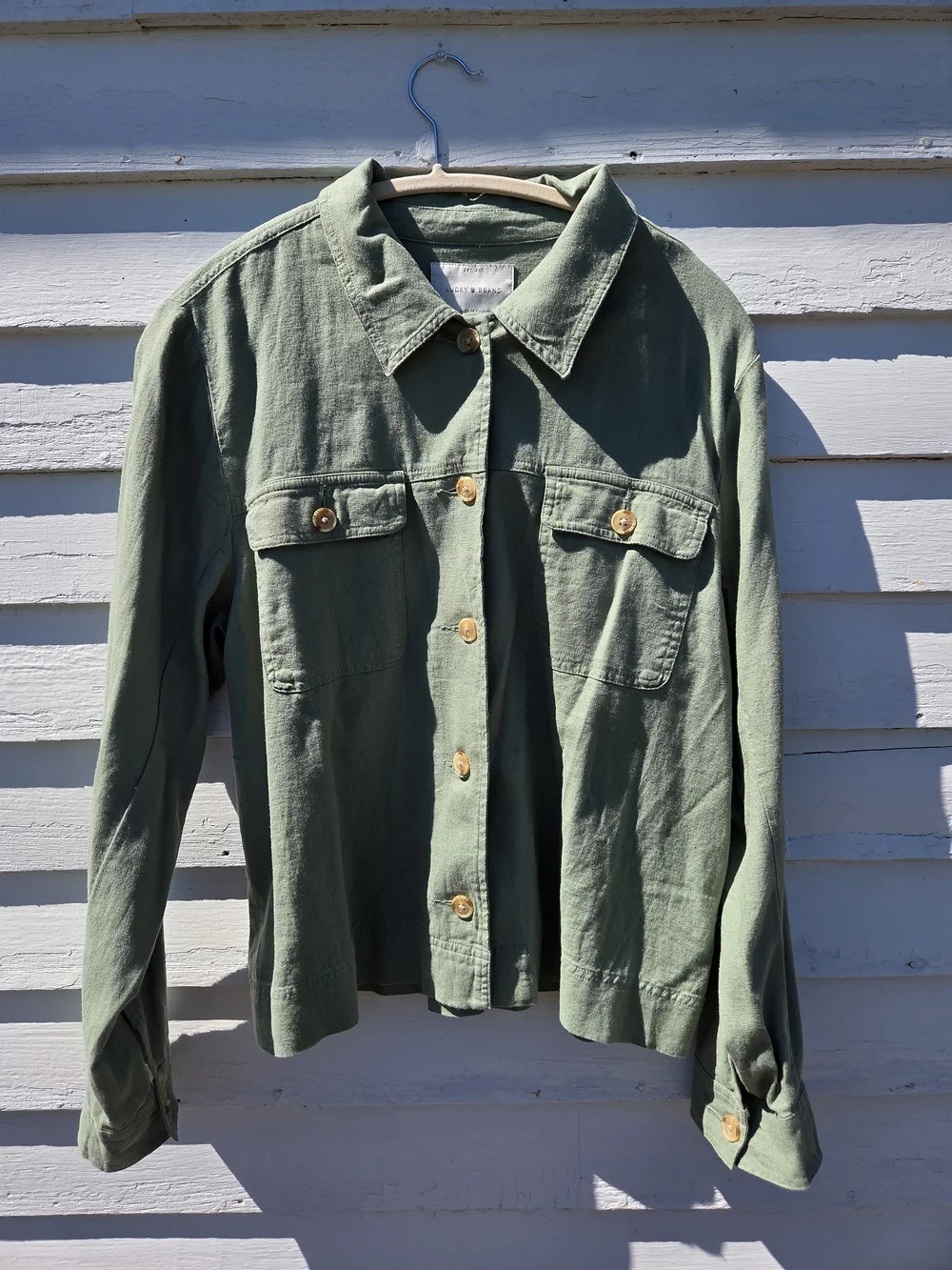 Lucky Brand Moss Green Utility Jacket with Button Front - Picture 2 of 16